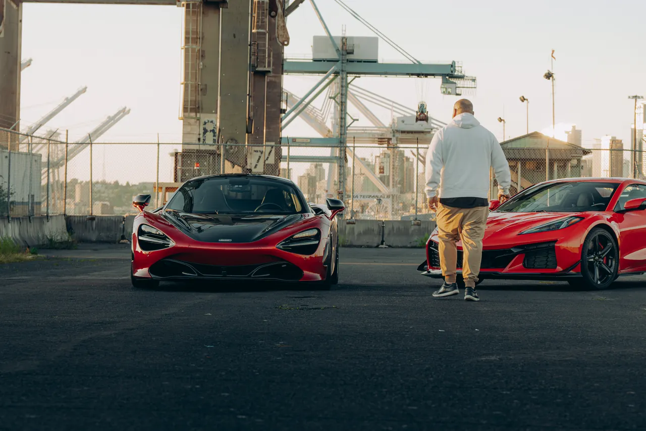 McLaren 720S and Ferrari photographed at Harbor Island, Seattle, 2025-05-05.