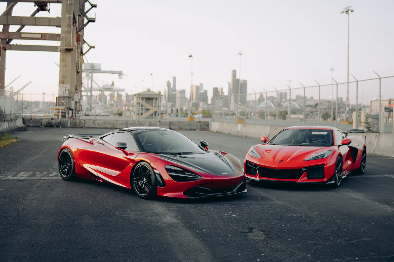 McLaren 720S and Ferrari photographed at Harbor Island, Seattle, 2025-05-05.